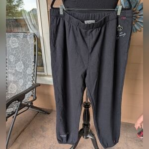 Peace Love World Black Embroidered Joggers